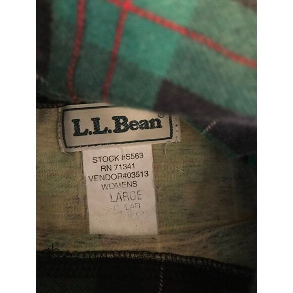 L.L. bean green plaid pullover long sleeves top ladies size large turtle neck - Picture 4 of 8